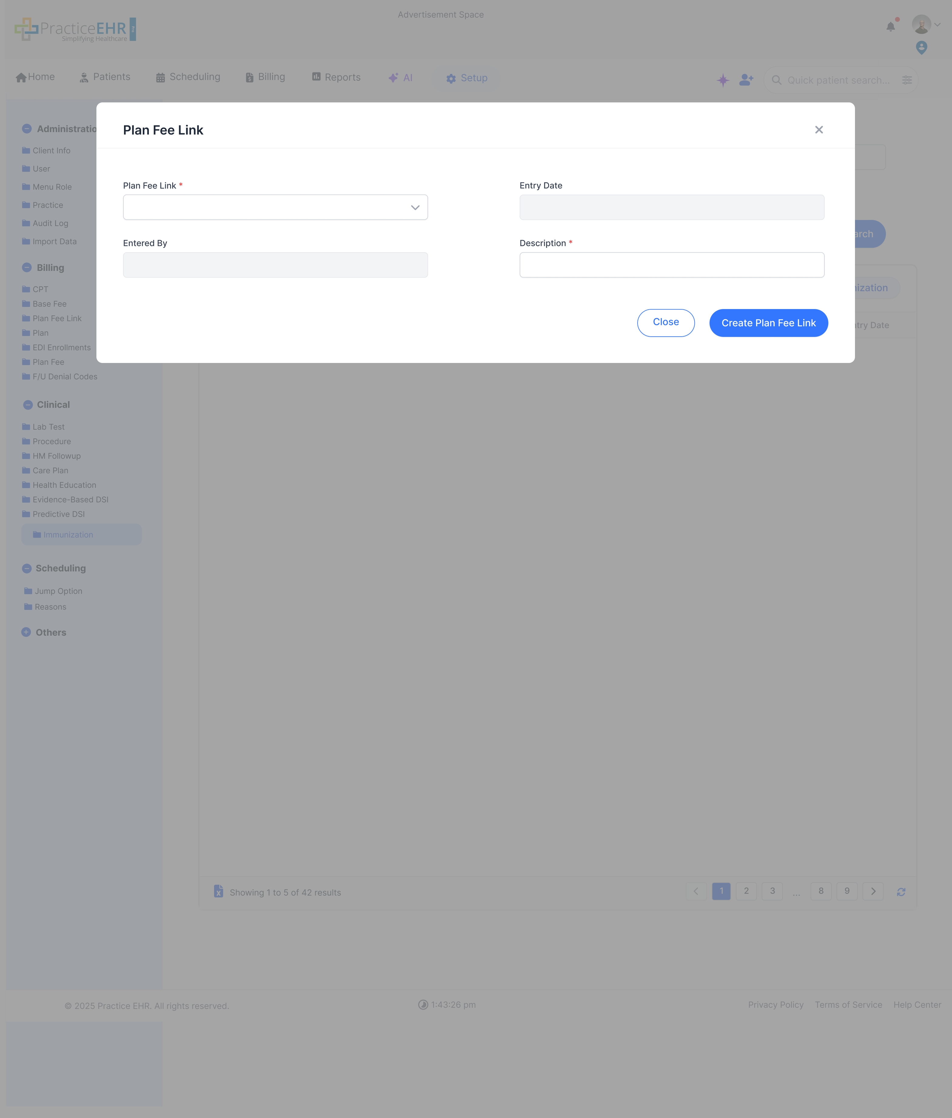 Plan Fee Link management screen